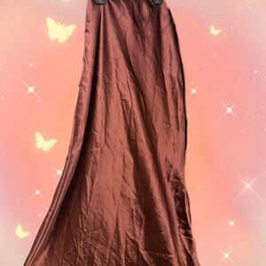 Elegant Brown Silk Fitted Skirt